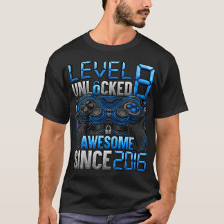 T-shirt Niveau 8 Déverrouillé Awesome Depuis 2016 8E Anniv