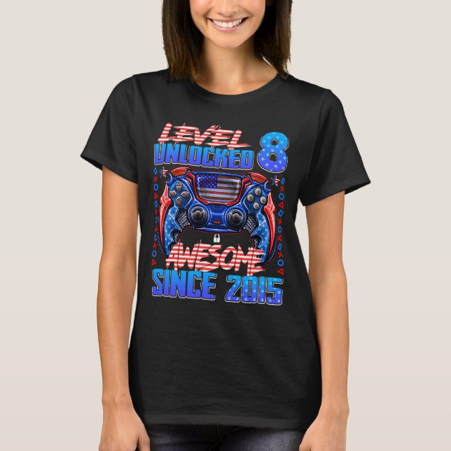T-shirt Niveau 8 déverrouillé stupéfiant depuis 2015 8e an (Devant)