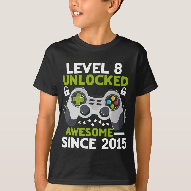 T-shirt Niveau 8 Unlock Cute 2015 jeu vidéo 8e anniversair (Devant)