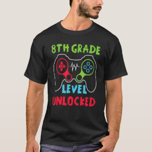 T-shirt Niveau 8e année Joueur débloqué Premier jour d'éco