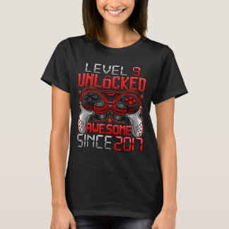 T-shirt Niveau 9 Débloqué 9 Ans Pour Garçons 9ème Annivers