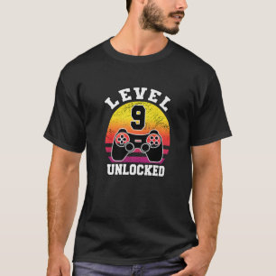 T-shirt Niveau 9 Déverrouillé 9 Ans Rétro 80S 9E Anniversa