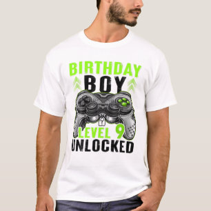 T-shirt Niveau 9 Déverrouillé Anniversaire Garçon 9 ans Ga