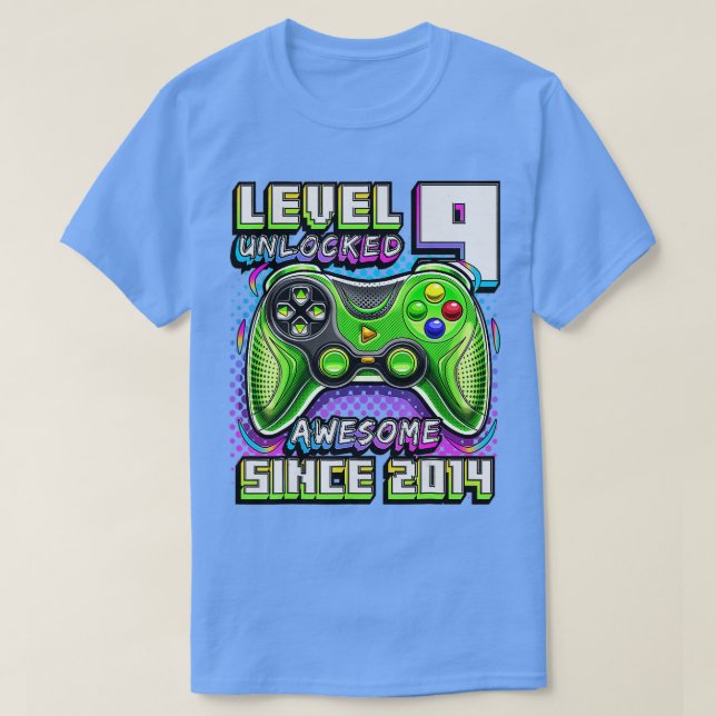 T-shirt Niveau 9 Déverrouillé Awesome 2014 jeu vidéo 9e na (Design devant)