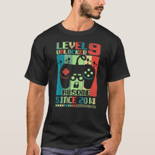 T-shirt Niveau 9 Déverrouillé Awesome Gamer Boy 2014 9e an