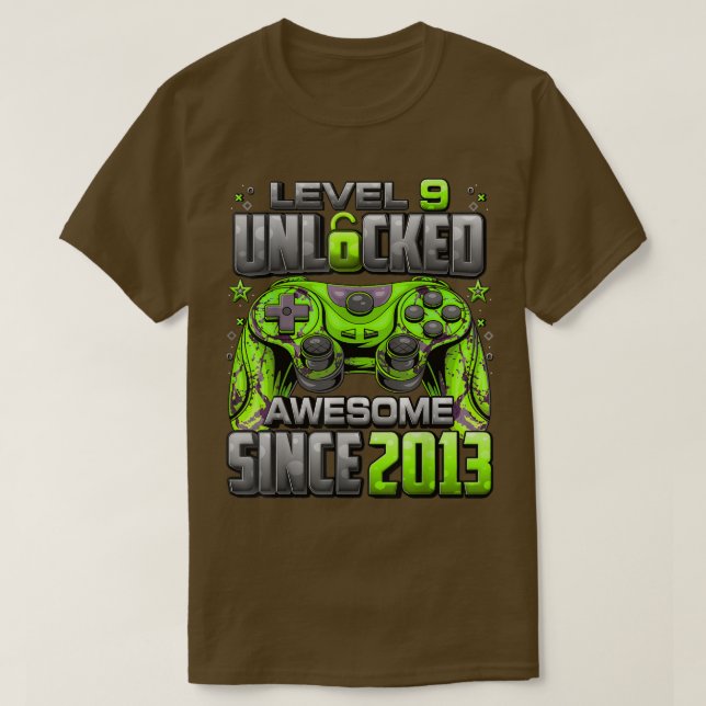 T-shirt Niveau 9 déverrouillé stupéfiant depuis 2013 9e an (Design devant)