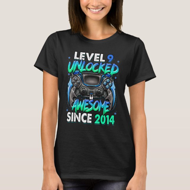 T-shirt Niveau 9 déverrouillé stupéfiant depuis 2014 9e an (Devant)