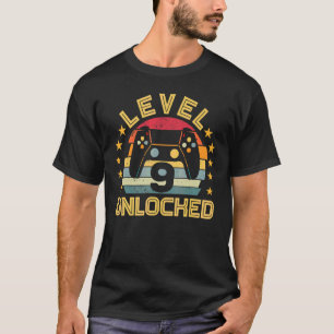 T-shirt Niveau 9 Jeu déverrouillé Vintage 9e anniversaire
