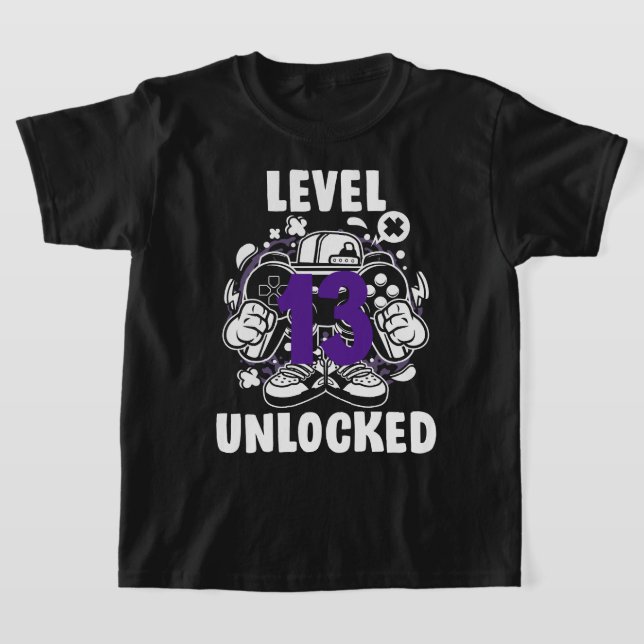 T-shirt Niveau 9 Jeu vidéo déverrouillé 13e Anniversaire C (Poser)