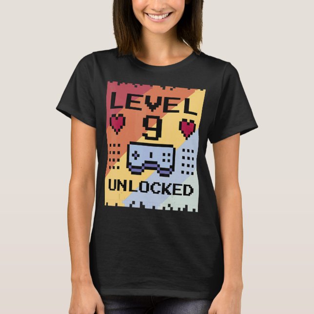 T-shirt Niveau 9 Joueur déverrouillé Garçon 9e Jeu de garç (Devant)