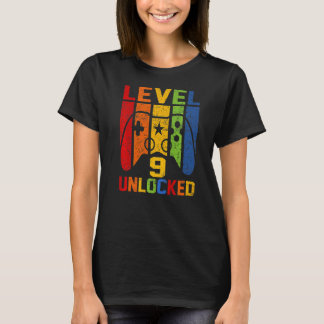 T-shirt Niveau 9 Joueur vidéo déverrouillé 9e anniversaire
