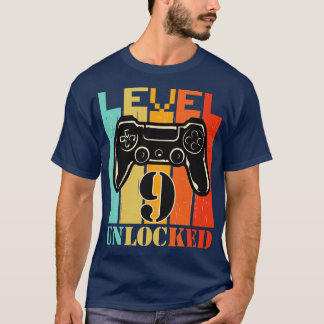 T-shirt Niveau déverrouillé du gamer de 9e anniversaire Ni