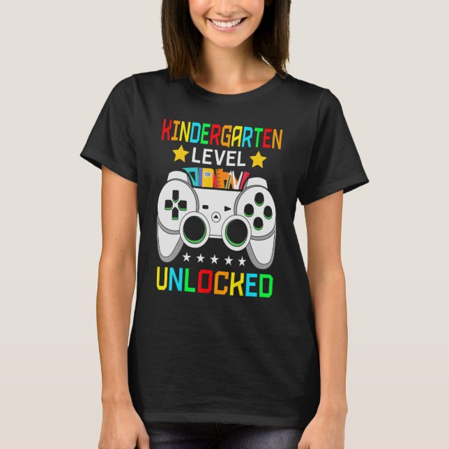 T-shirt Niveau Maternelle Jeu Vidéo Déverrouillé Retour À  (Devant)