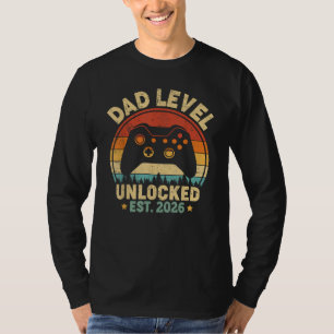 T-shirt Niveau Papa Débloqué 2026 Pour Papa Joueur de Vidé
