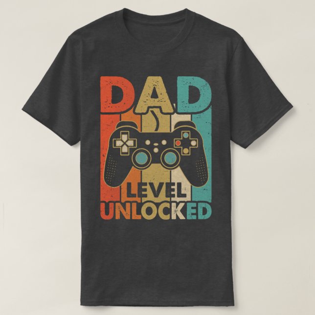 T-shirt Niveau Papa Faire-part Grossesse Déverrouillé Bien (Design devant)