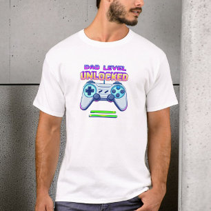 T-shirt Niveau père déverrouillé   Gamer papa   Nouveau ca
