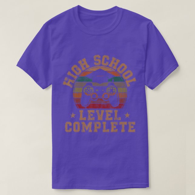 T-shirt Niveau secondaire Complet Rétro Vidéo de diplôme (Design devant)