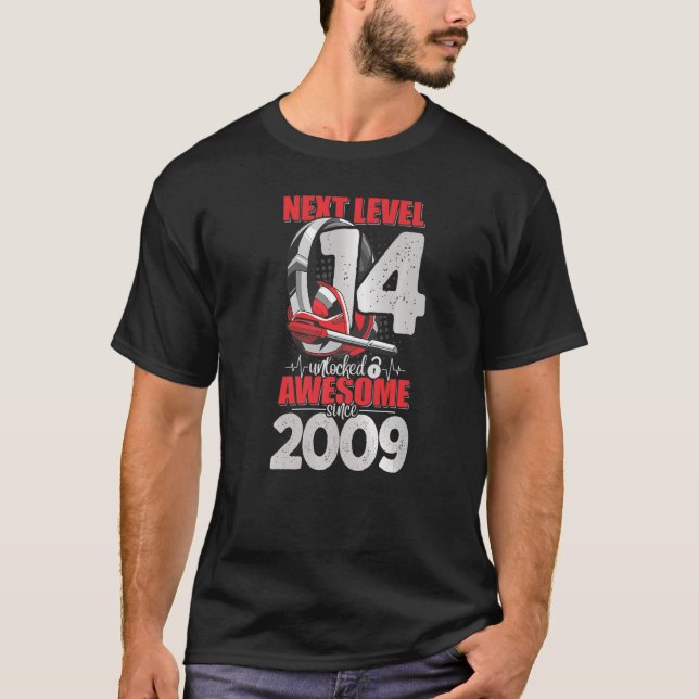 T-shirt Niveau suivant Déverrouillé 14 ans Garçon 2009 cas (Devant)