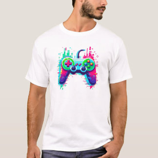 T-shirt Niveau supérieur - Contrôleur de jeu de pixels rét