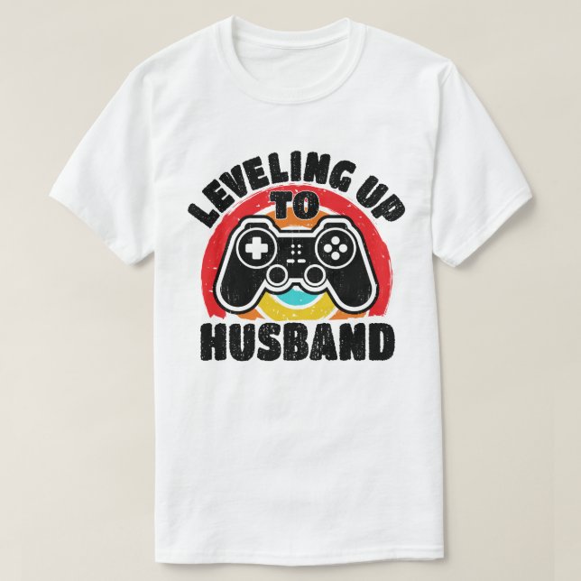 T-shirt Niveau supérieur pour le marié futur époux célibat (Design devant)