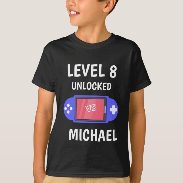 T-shirt Niveau Up Video Game Controller Anniversaire Enfan (Devant)
