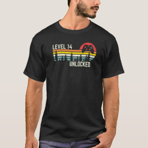 T-shirt Niveau vintage 14 Joueurs vidéo déverrouillés 14e 