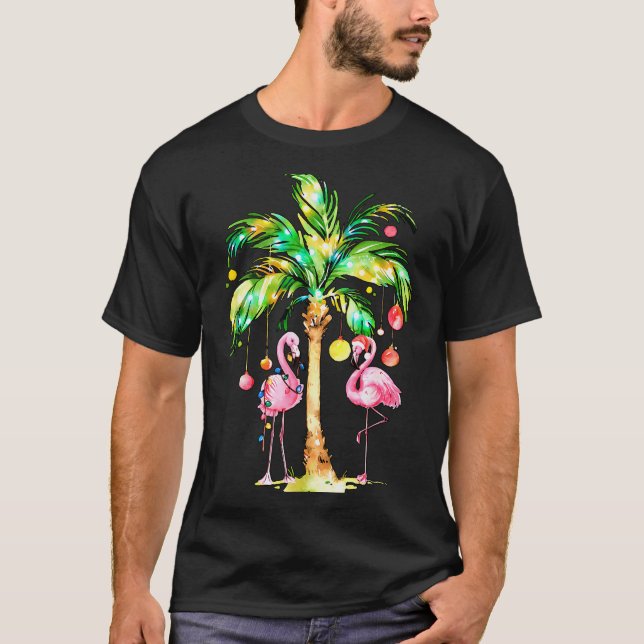T-shirt Nk Flamingo Christmas Palm Tree Trocal Xmas Holida (Devant)