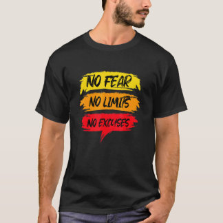 T-shirt No Fear No Limits No Excuses Workout Motivational