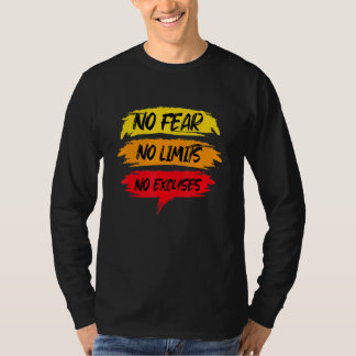 T-shirt No Fear No Limits No Excuses Workout Motivational