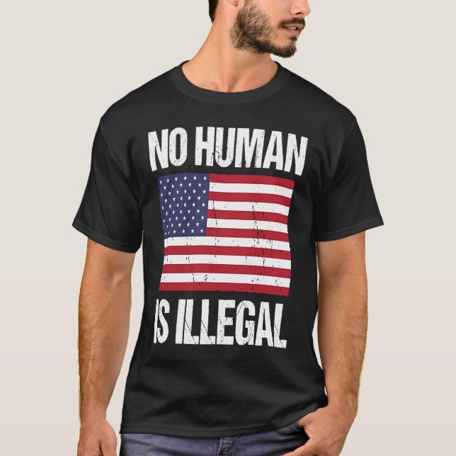 T-shirt No human is illegal (Devant)
