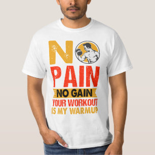 T-shirt No Pain No Gain Gym Entraînement Citation Hommes T