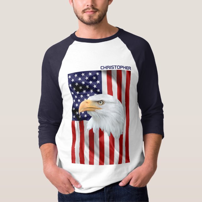T-shirt Noble aigle américain, Drapeau américain, Patrioti (Devant)