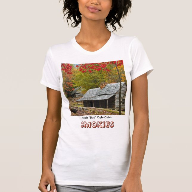 T-shirt Noé "bourgeon" lorgnent le cabine dans le Smokies (Devant)