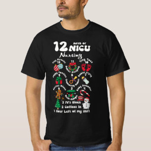T-shirt Noël 12 Jours De NICU Unité Infirmière Funny NICU 