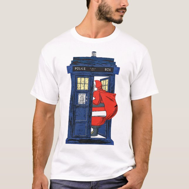 T-shirt Noël 1822 - Boîte de police bleue de visite de (Devant)