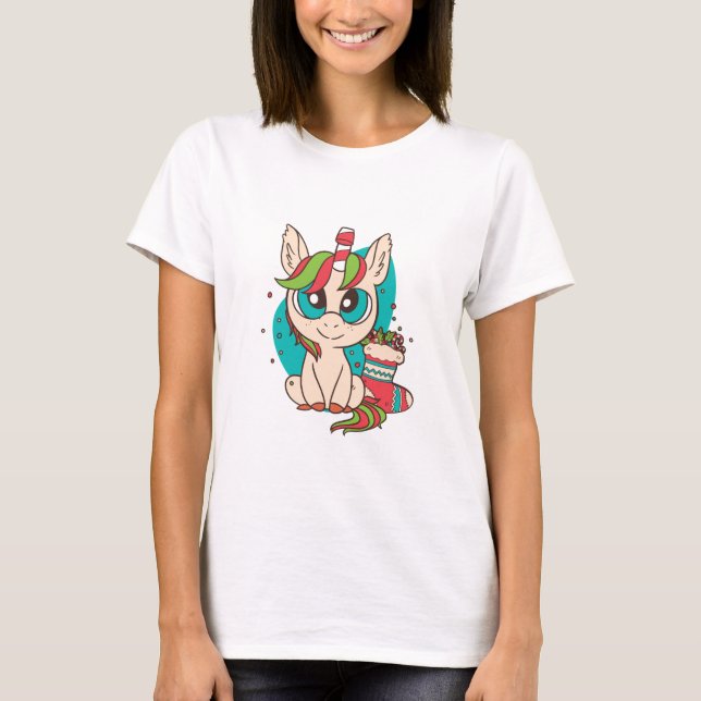 T-shirt Noël à la licorne (Devant)