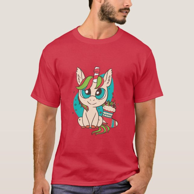 T-shirt Noël à la licorne (Devant)