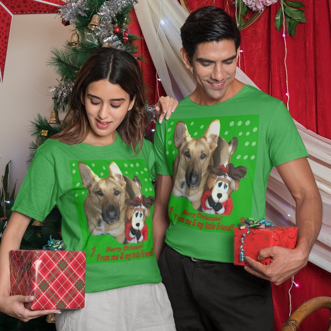 T-shirt Noël Allemand Berger & Jouet Reindeer Unisex (Christmas German Shepherd & Toy Reindeer Unisex T-Shirt)