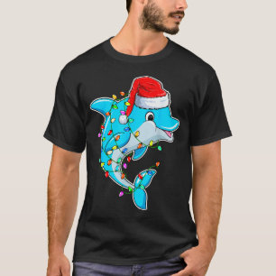 T-shirt Noël Amoureux de Dauphin - Dauphin portant le chap