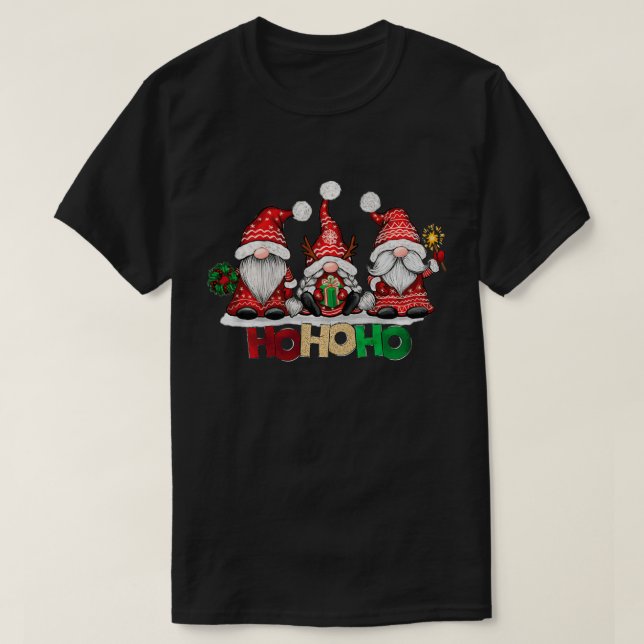 T-shirt Noël amusant Père Noël Trois Gnomies Hohoho Buffal (Design devant)