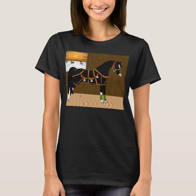 T-shirt Noël Arabe noir de cheval (Devant)