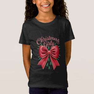 T-Shirt Noël Arbre Bow Girls Fête esthétique Noël