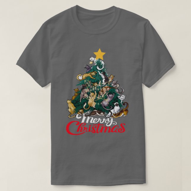 T-shirt Noël Arbre de chat Noël Noël Noël Funny 1 (Design devant)
