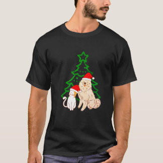 T-shirt Noël Arbre mignonne Chat & Chien Smile Classique