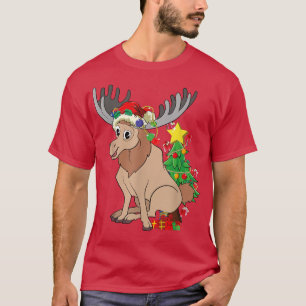T-shirt Noël Arbre mou Moose Forest Amoureux des animaux N