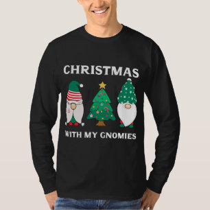 T-shirt Noël Avec Mes Gnomes Drôle Gnome Pun Xmas Gno