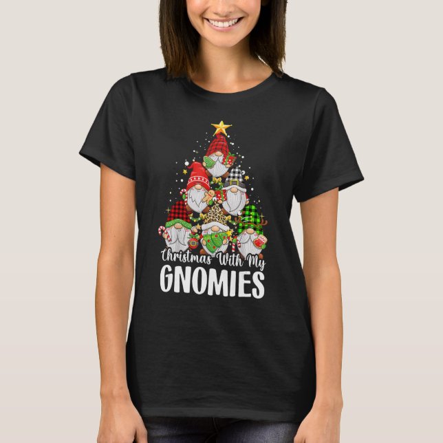 T-shirt Noël Avec Mes Gnomes Famille Pajamas Gnome Tre (Devant)