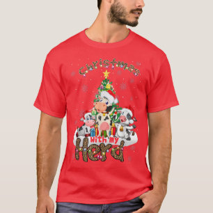 T-shirt Noël Avec Mon Herd Cow Cattle Farmer Funny Leo