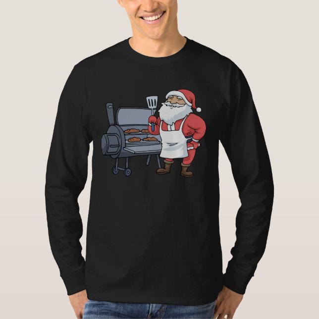 T-shirt Noël Barbecue Santa Claus Grill Smoker Steak (Devant)