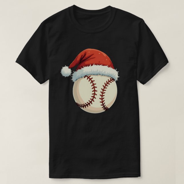 T-shirt Noël Baseball Santa Hat Funny Sport Noël (Design devant)